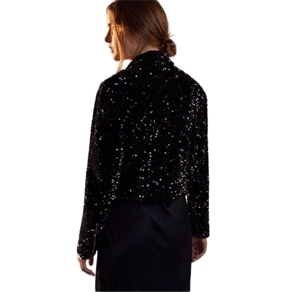 NWT Anthropologie Malia Sequined Moto Jacket Small - Picture 4 of 5